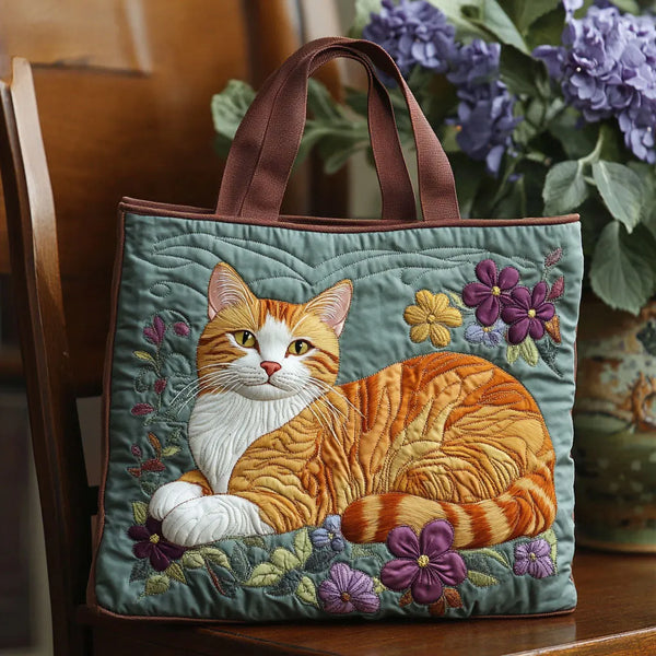 Saco de Tecido Artesanal - Gato Laranja
