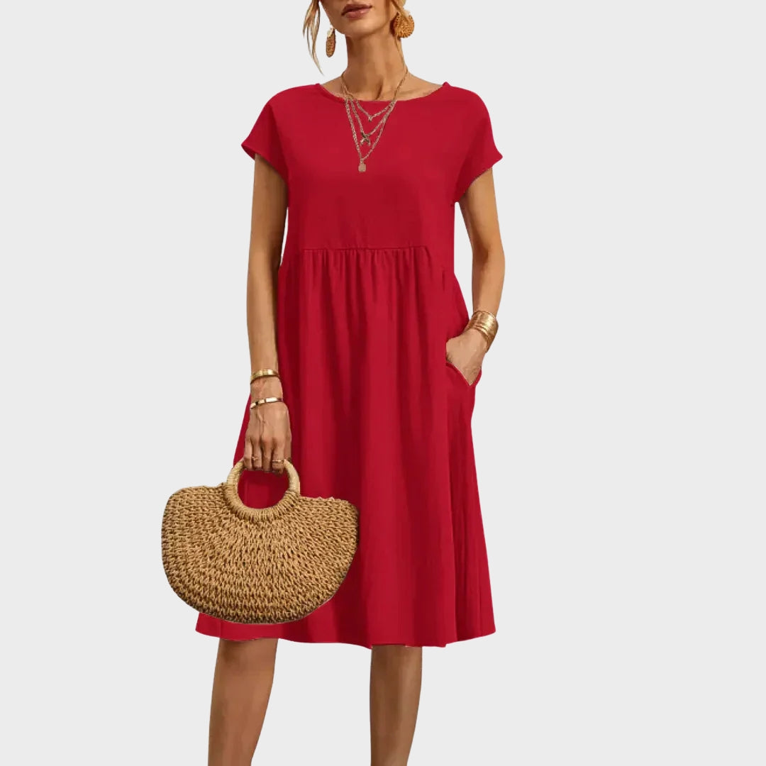 Ankica - Vestido simples com bolsos