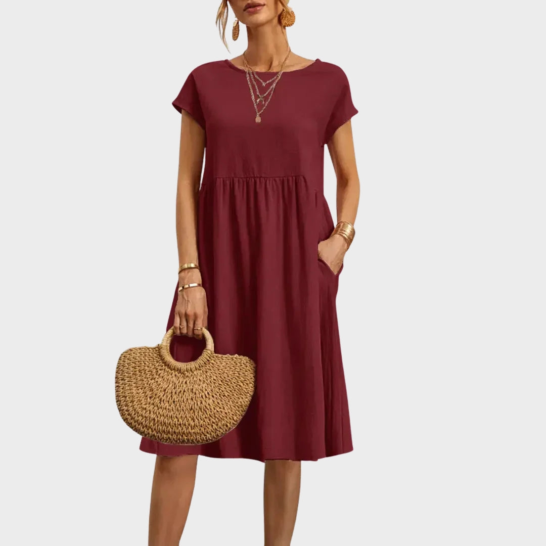 Ankica - Vestido simples com bolsos
