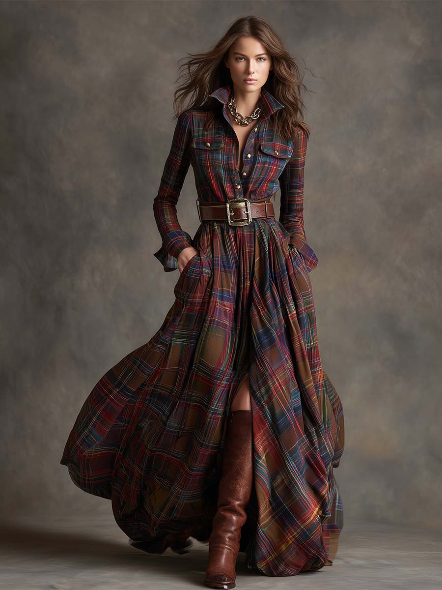 Elena - Chemise-robe xadrez