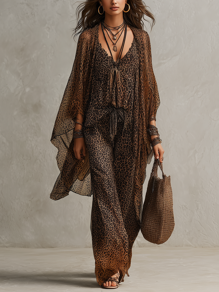 Conjunto Boho Leopardo Luxo 3 peças