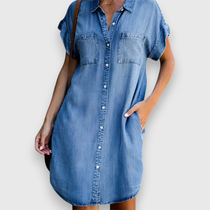 Paulina – Vestido de denim moderno e elegante para todas as ocasiões