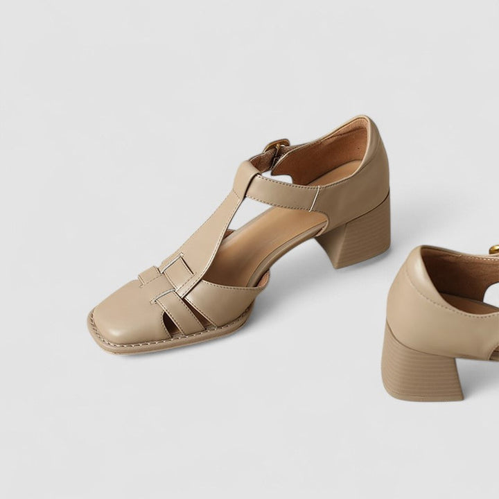 Scarlett – Sandálias ortopédicas T-Strap com blocos