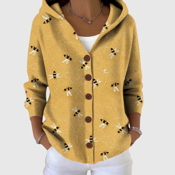Cardigan Confortável com Capuz em Malha