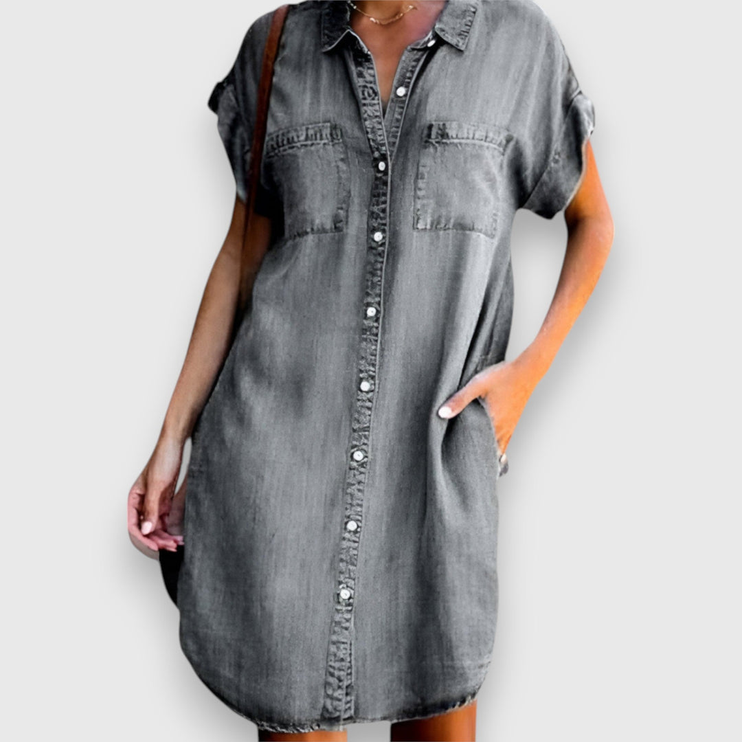 Paulina – Vestido de denim moderno e elegante para todas as ocasiões