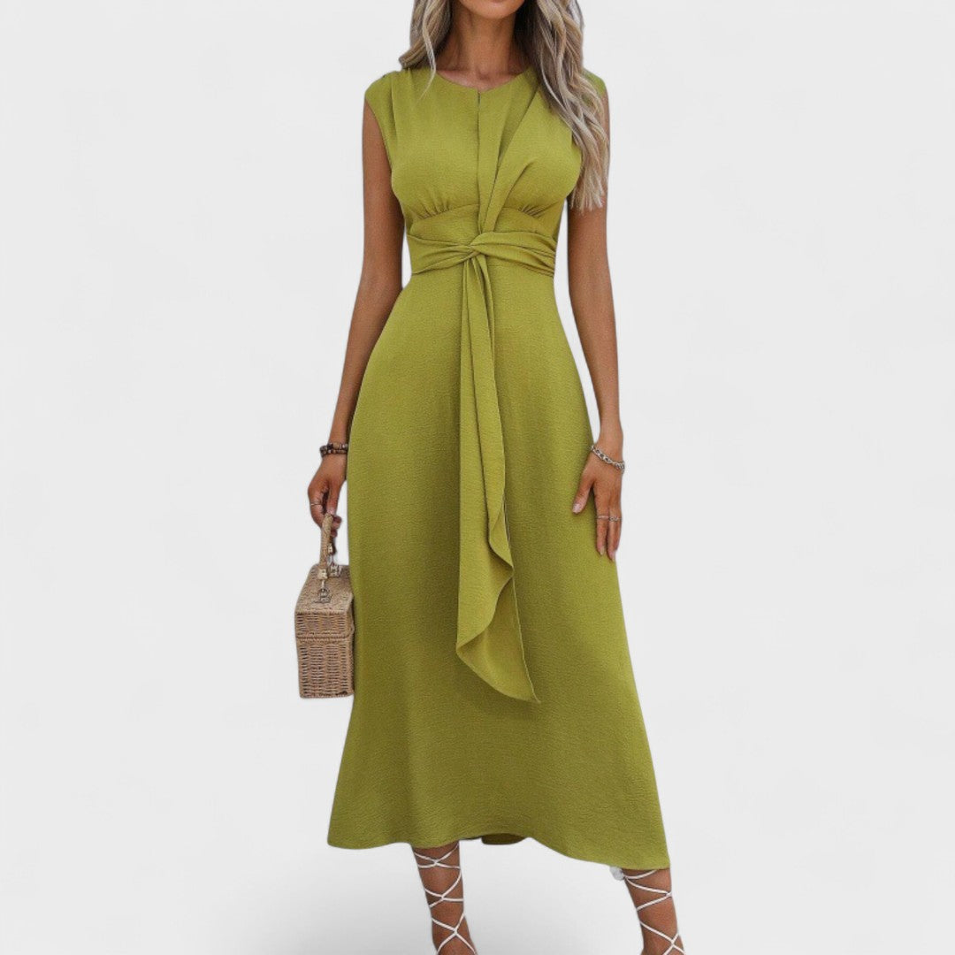 Andrea - Elegante vestido longo sem mangas com decote redondo