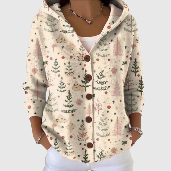 Cardigan Confortável com Capuz em Malha