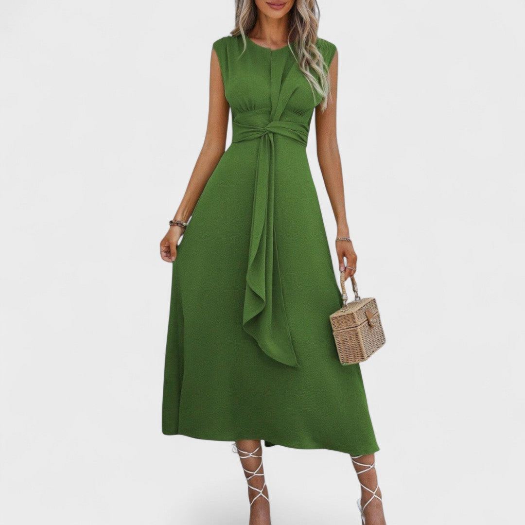 Andrea - Elegante vestido longo sem mangas com decote redondo