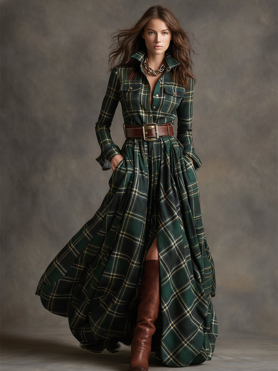 Elena - Chemise-robe xadrez