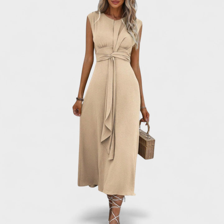 Andrea - Elegante vestido longo sem mangas com decote redondo