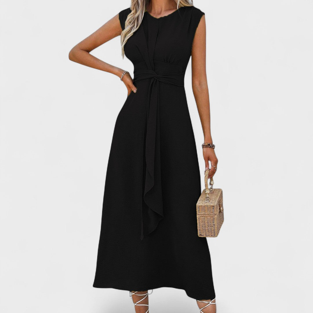 Andrea - Elegante vestido longo sem mangas com decote redondo