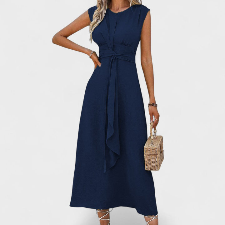 Andrea - Elegante vestido longo sem mangas com decote redondo
