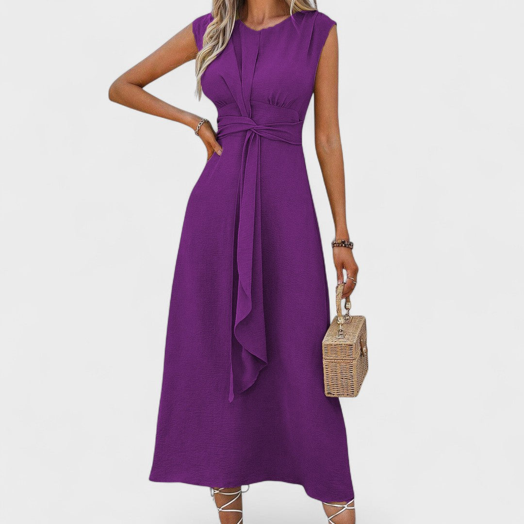 Andrea - Elegante vestido longo sem mangas com decote redondo