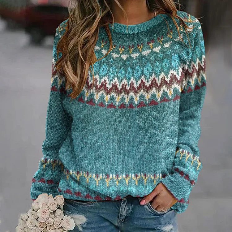 Regina | Pullover com Padrão Retro Wave