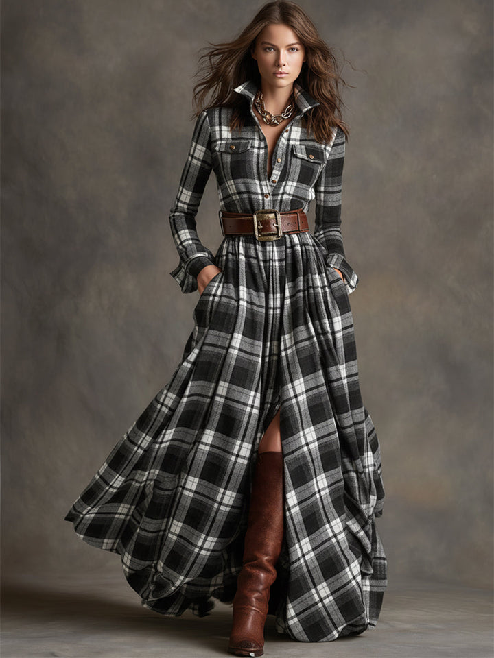 Elena - Chemise-robe xadrez