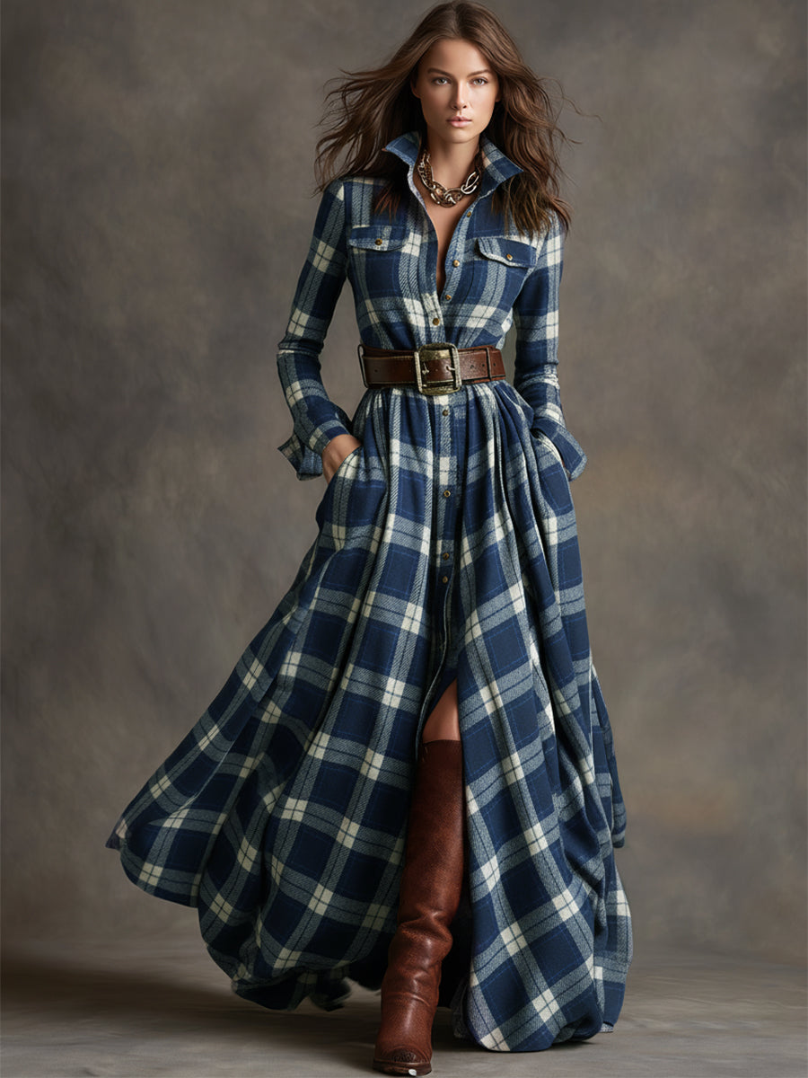 Elena - Chemise-robe xadrez
