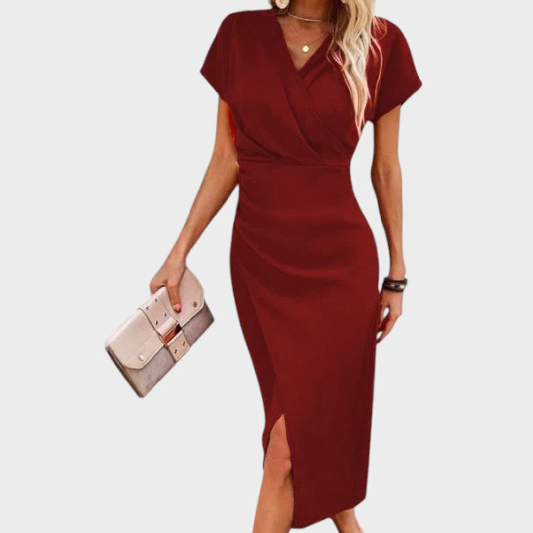Vilma - Vestido midi com decote em V