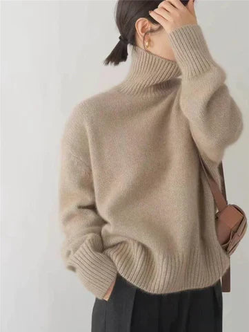 Amaya | Pullover de Gola Alta em Cachemira Luxuosa