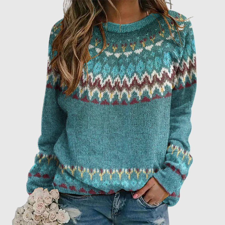 Regina | Pullover com Padrão Retro Wave