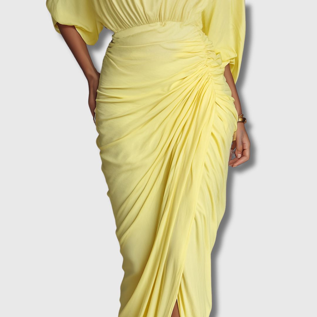 Diana – Elegante vestido maxi amarelo