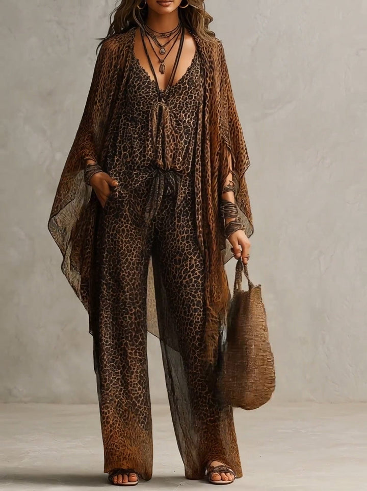 Conjunto Boho Leopardo Luxo 3 peças