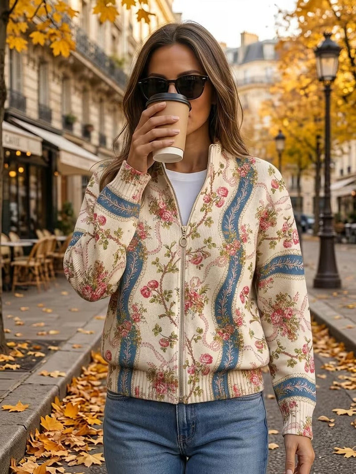 Rosalind | Cardigan de lã com rosas trepadeiras
