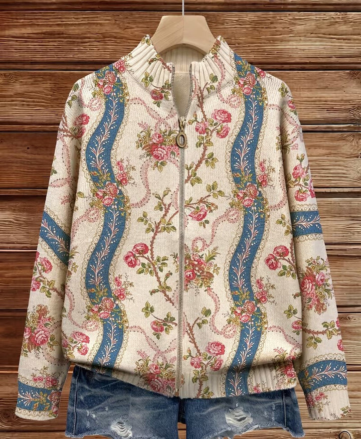 Rosalind | Cardigan de lã com rosas trepadeiras
