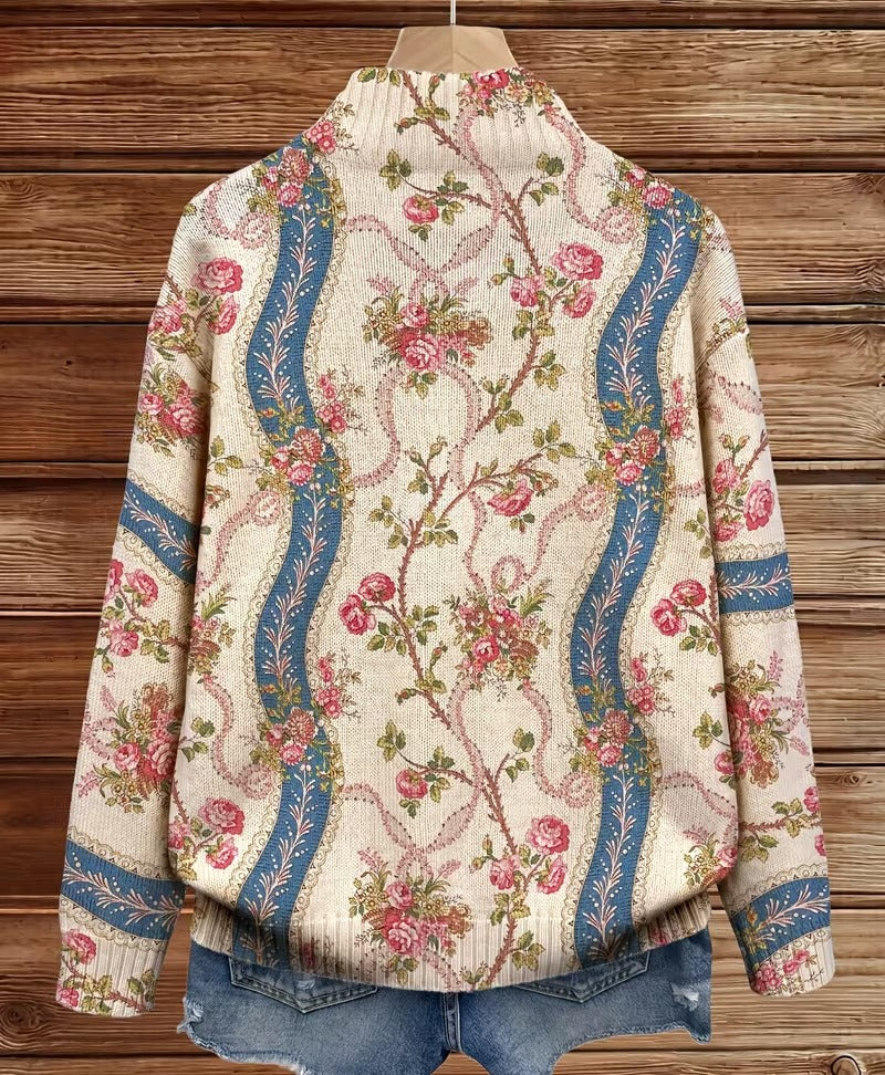 Rosalind | Cardigan de lã com rosas trepadeiras