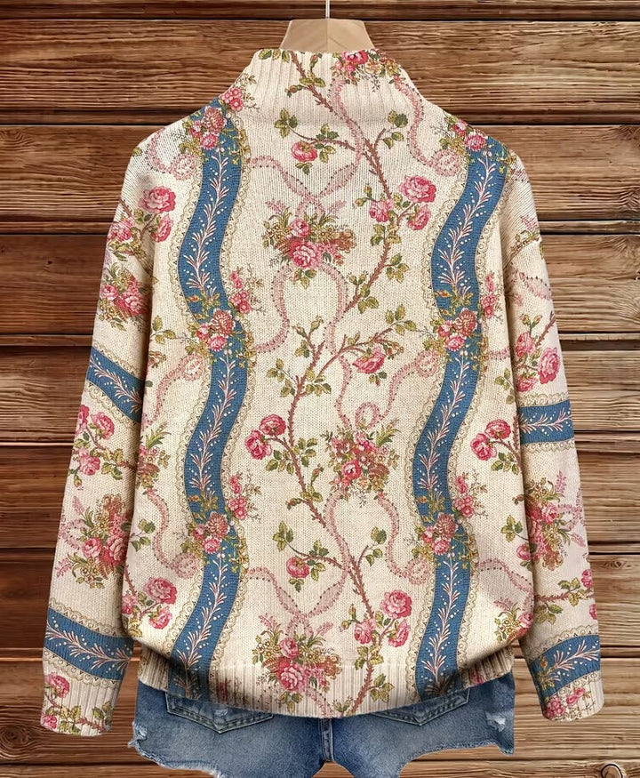 Rosalind | Cardigan de lã com rosas trepadeiras