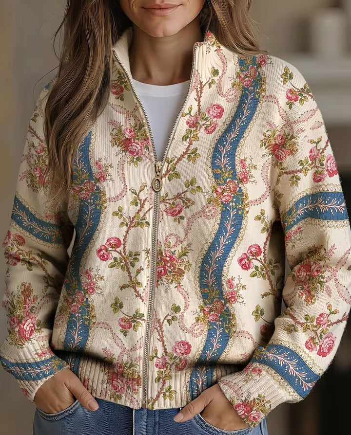 Rosalind | Cardigan de lã com rosas trepadeiras