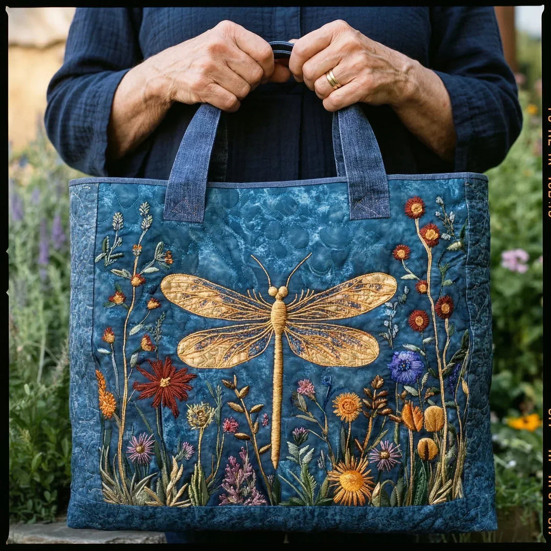 Saco tote matelassé - Libélula dourada