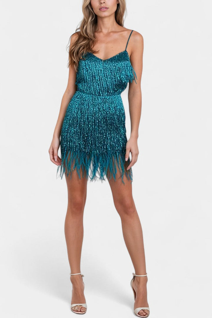 Mirjana Mini Robe com Penas