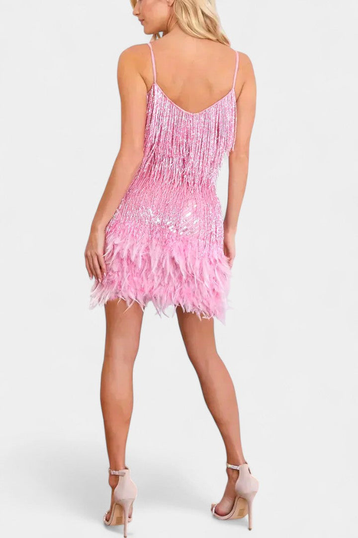 Mirjana Mini Robe com Penas