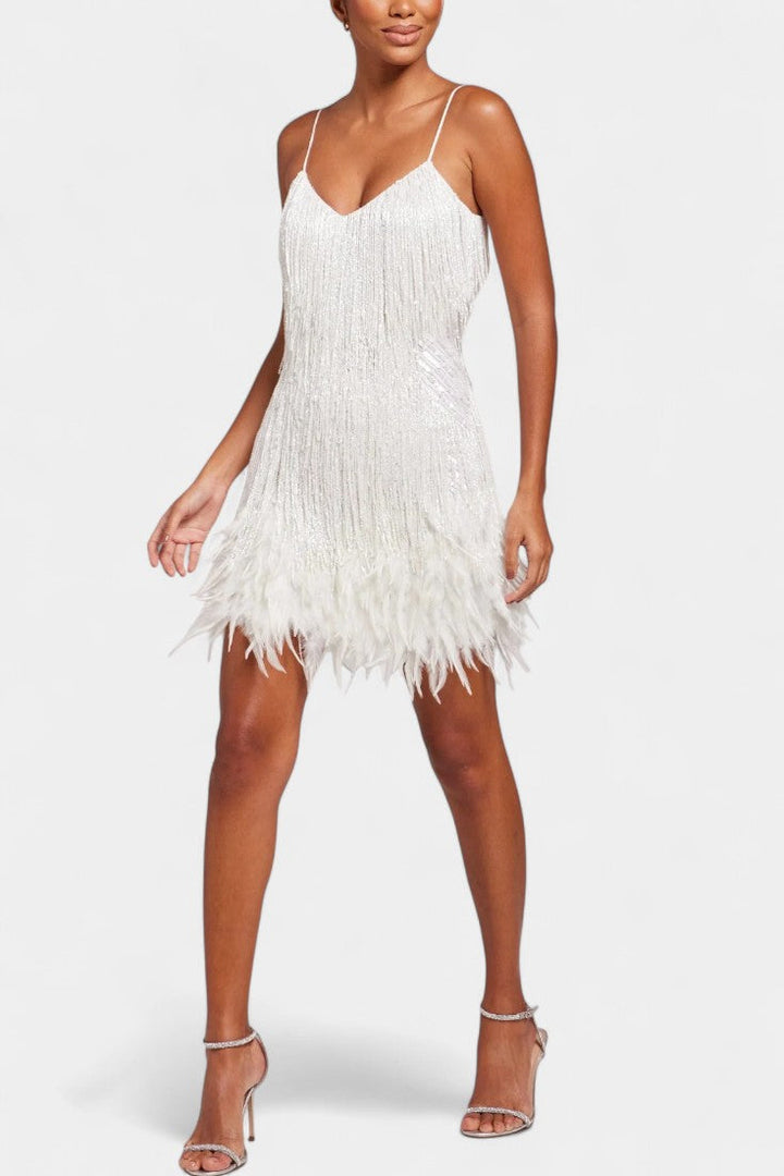 Mirjana Mini Robe com Penas