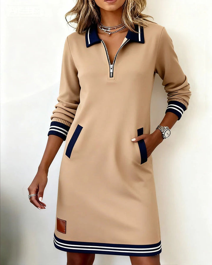 Robe elegante em algodão de mangas longas