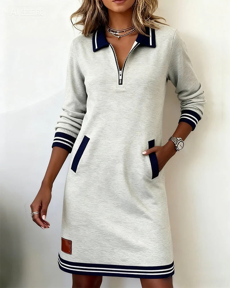 Robe elegante em algodão de mangas longas