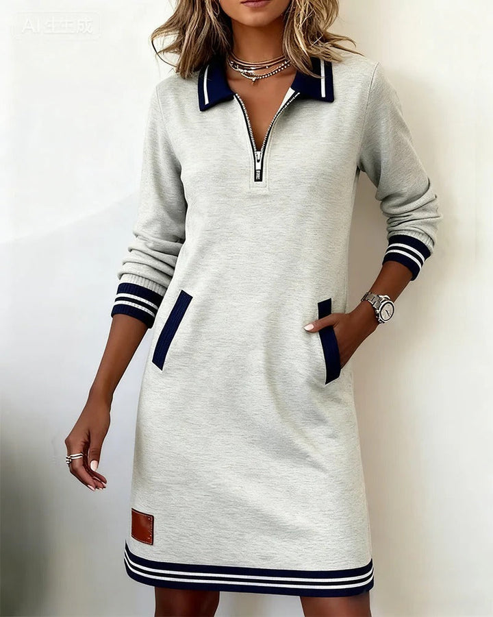 Robe elegante em algodão de mangas longas
