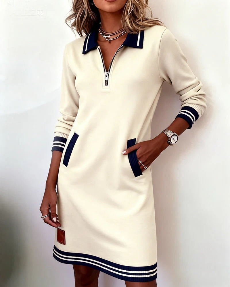 Robe elegante em algodão de mangas longas