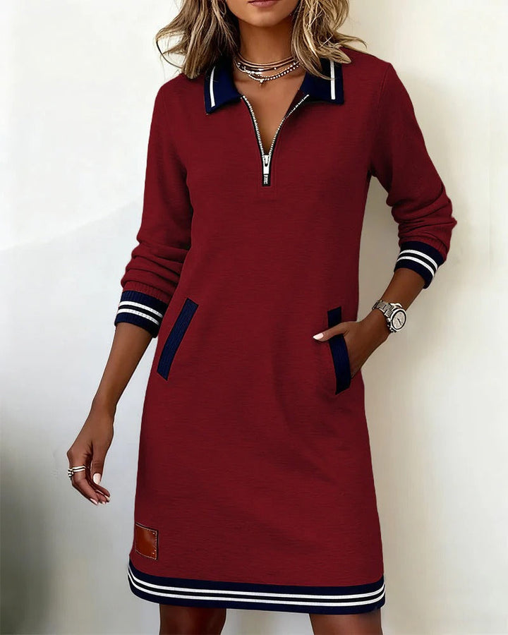 Robe elegante em algodão de mangas longas
