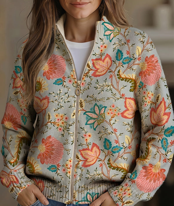 Cordelia | Cardigan com fecho de flores vintage